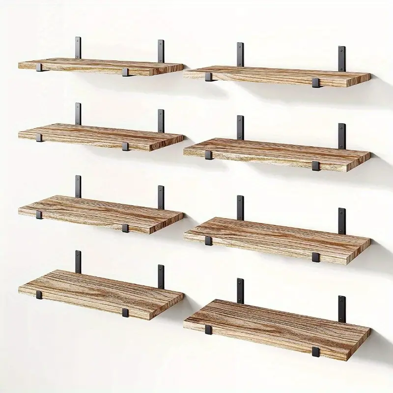 1pc Wall Rack Floating Shelf Flat Plate Display Rack, Storage Rack Wall  Hanging Iron Wood Combination, Room Decor, Home Decor